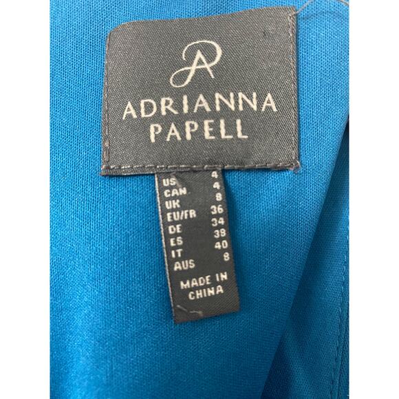 NWT ADRIANNA PAPELL DRESS GOWN 4 BLUE MOTHER OF THE BRIDE EVENING FORMAL WEDDING - Picture 4 of 15